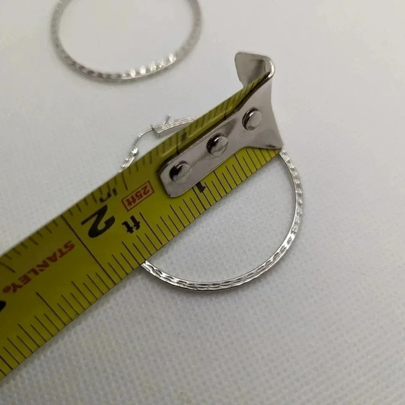 Textured sterling  hoops - Picture 3 of 4